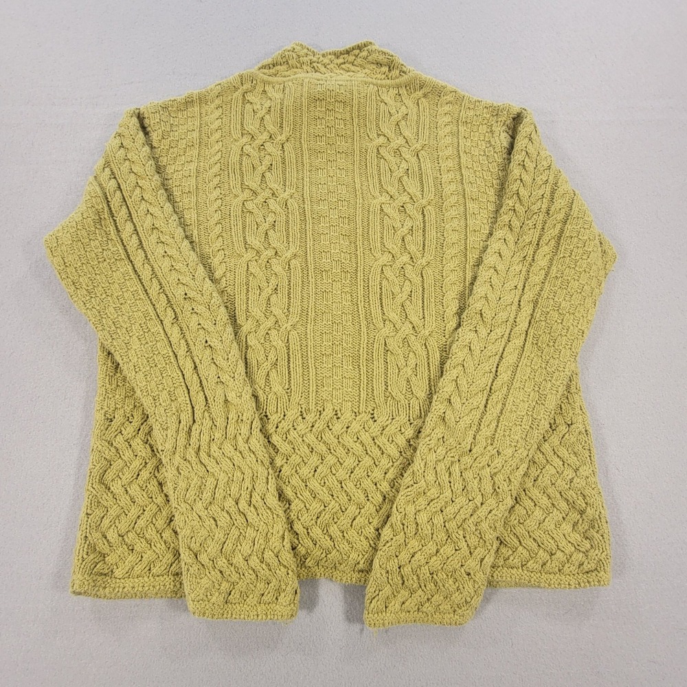 Vintage Talbots Cable Knit Cardigan Sweater Mock Neck Cotton Green Women's Large - Picture 10 of 10